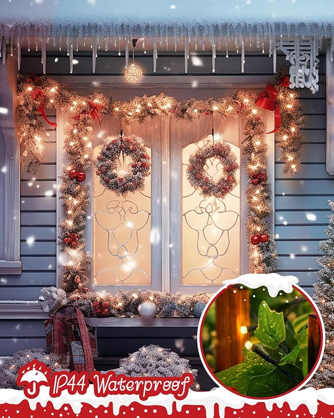 Minetom Christmas Lights 128ft 400 LED Outdoor Christmas Tree Lights with Remote 8 Modes String Lights Plug-in Mini Xmas Tree Lights with Timer for Outside Party Decor Warm White