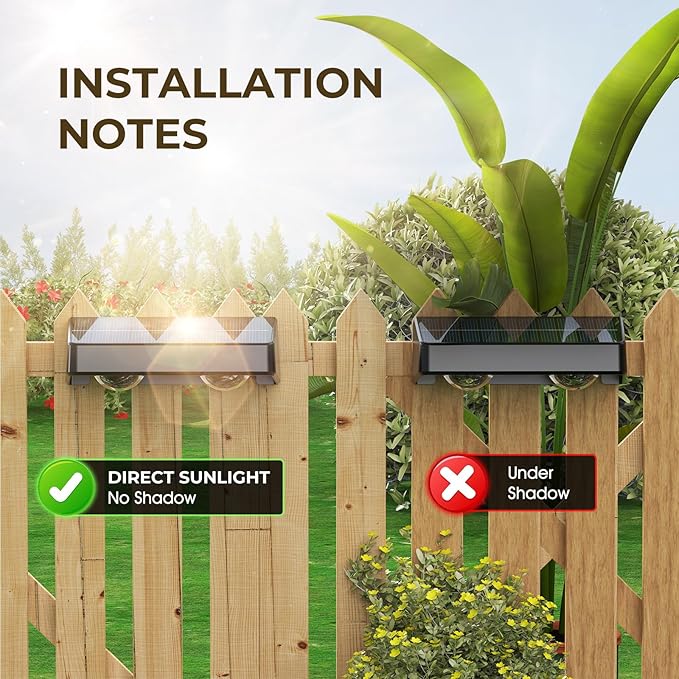 Fence Solar Lights Solar Fence Lights Outdoor Waterproof Led Warm/Cool White and RGB Colors Changing Outside Wall Lights for Yard Garage Backyard Railing Step Patio Pool - 12Pack
