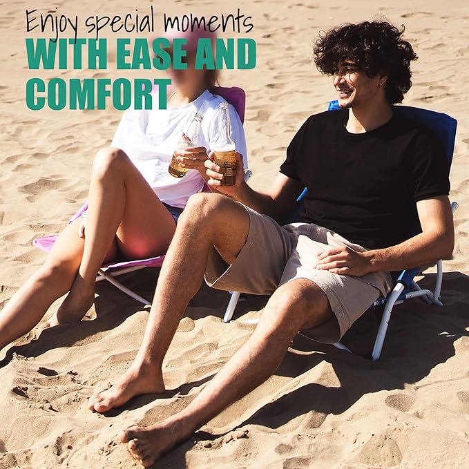 SUNNYFEEL Folding Beach Chair High Back Beach Chairs for Adults Lightweight Portable Camp Chair 300lbs Heavy Duty with Carry Bag Cup Holder for Outdoor Travel Picnic Concert 2 Pack Pink