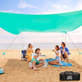 ADesign Windproof Beach Tent Sun Shelter with 8 Sandbags Wind Resistant Large Family Beach Canopy with Sand Shovel UPF50+ 6.5 FT Tall Easy Setup Sun Shade for Beach Vacation