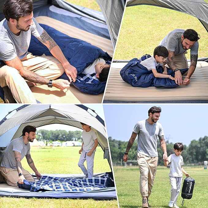 KingCamp 45°F Kids Sleeping Bag Lightweight Waterproof &amp Compact Flannel Sleeping Bags Cold Weather &amp Warm Youth Essentials Gear Accessories for Camping Fits 10-12 Children up to 4'7-5'5 T