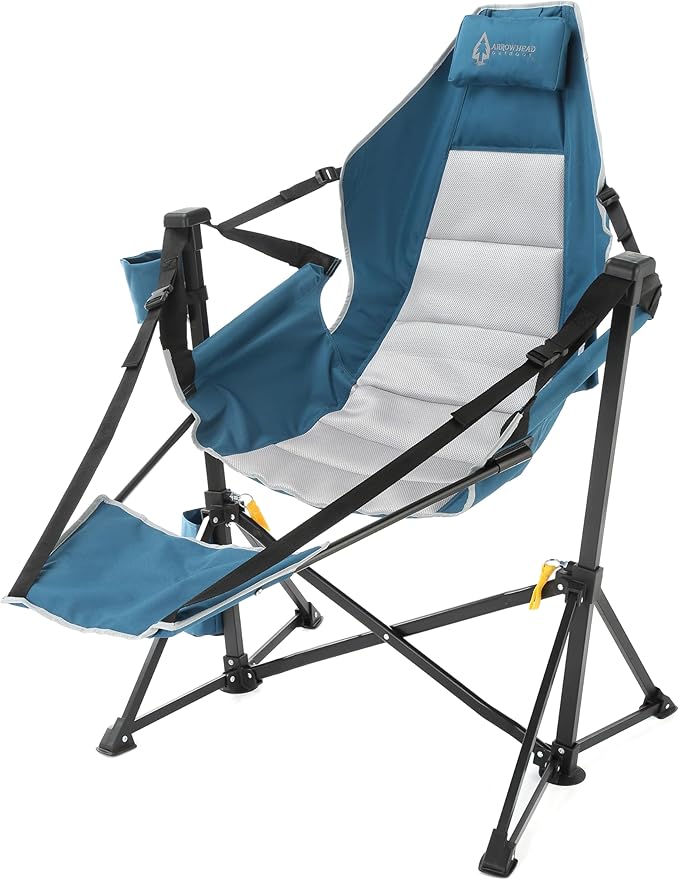 ARROWHEAD OUTDOOR Folding Hammock Chair Heavy Duty Camping Seat with Removable Footrest Padded Comfort and 300lb Capacity