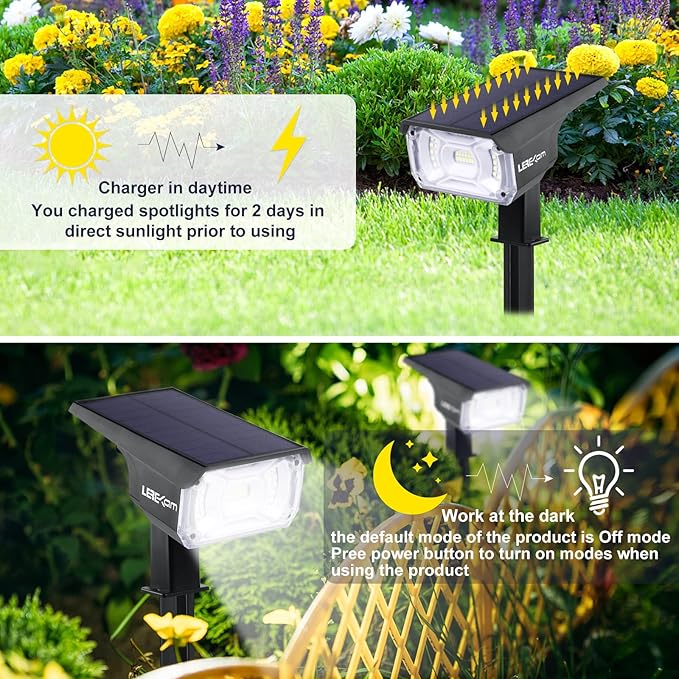 Solar Spot Lights IP65 Waterproof 40 LEDs Landscape SpotlightsUSB &amp Solar Powered Wall Lights Dark Sensing Auto On/Off3 Modes Outdoor Solar Garden Lights for Yard Porch 2 Pack