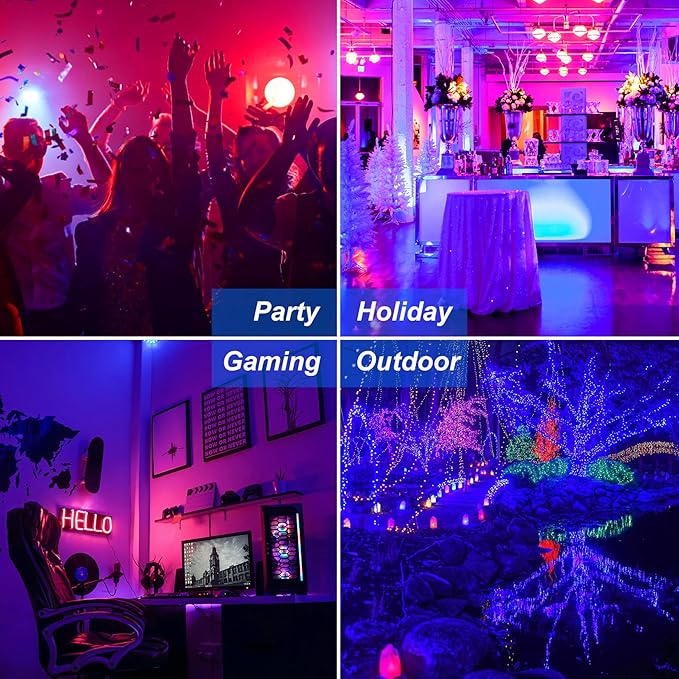 RGB LED Flood Light Outdoor 1000W Equivalent 100W Bluetooth RGBCW Smart Floodlights 2700K 16 Million Color Changing Timing Music Sync IP66 Waterproof Landscape Light with US Plug (2 Pack)