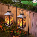 Solar Outdoor Lantern Garden Hanging Waterproof Lanterns 3 LED Flickering Flameless Candle PVC for Garden Decor Gifts (2 Pack)