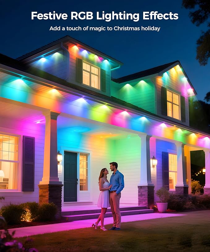 POOFZY Permanent Outdoor Lights for House49ft RGB+IC Smart Outdoor Decor 50 Scene ModesApp/Remote ControlIP67 Waterprooffor ChristmasHalloweenDaily &amp Holiday Party DecorHouse Roof Lighting