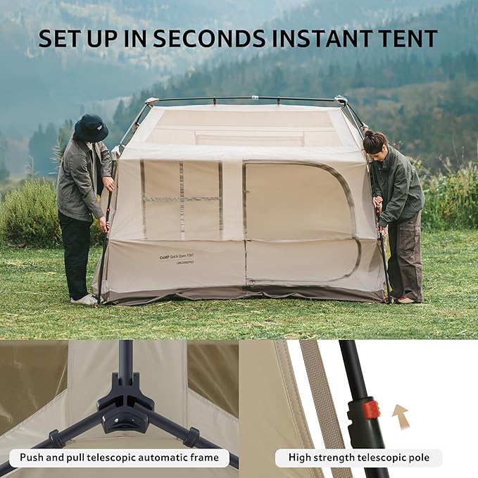 Naturehike Village Instant Tent 4 Person 8 Person Camping Tent with Full Rainfly Waterproof Large Cabin Tents for Car Camping