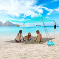 Beach Tent Sun Shelter with UPF50+ Protection Grande Beach Tent for Family Vacation Outdoor Beach Shade Canopy with 4 Pole and 8 Sandbags for Camping Fishing Backyard Fun (10×10FT)
