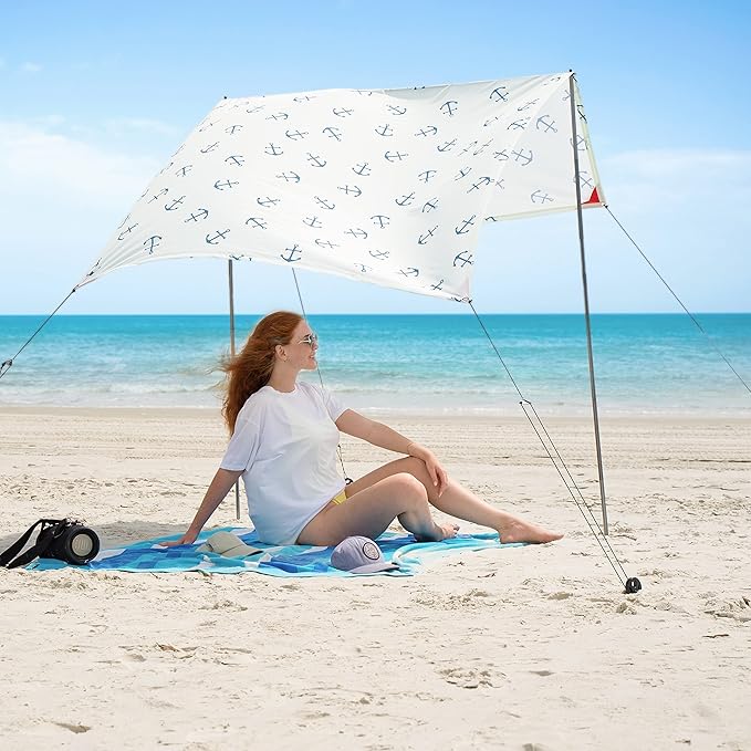 Red Suricata Teepee Beach Tent &amp Beach Canopy for 1-2 Persons UPF50 Sun Beach Shade Sunshade with 2 Aluminum Poles &amp Crossbar 4 Robust Ground Anchor Screws - Compact &amp Lightweight (Tulu