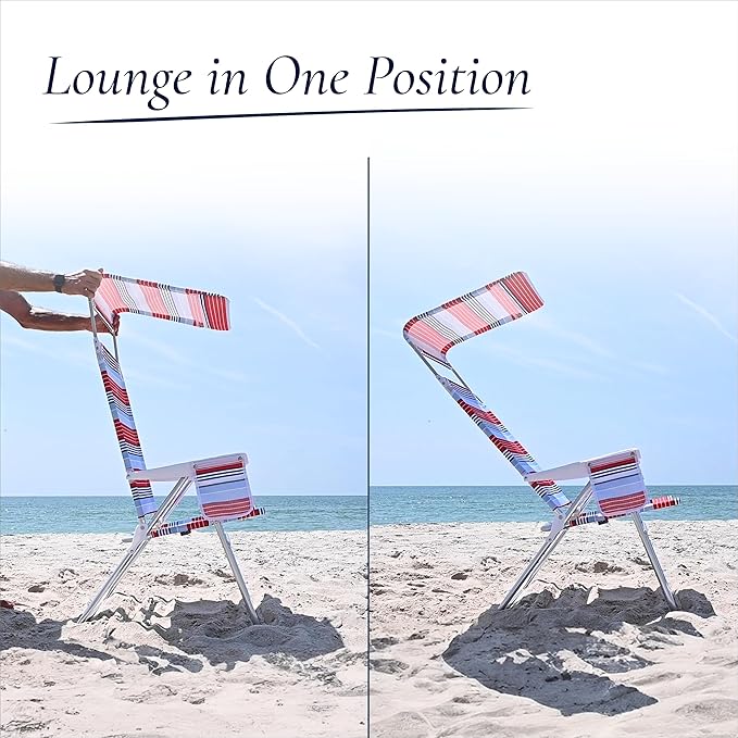 Caribbean Joe Folding Beach Chair 1 Position High Back Outdoor Camping Chair with Canopy Lightweight and Portable