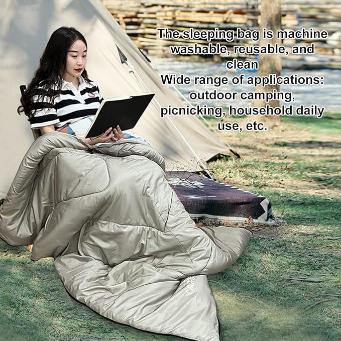 Outdoor Camping Sleeping Bag Trapezoid Warm Sleeping Bag with Hood for Adults Hiking Climbing