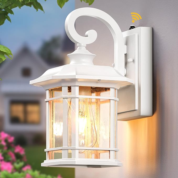 VIANIS White Outdoor Wall Lights Dusk to Dawn Outdoor Light Fixture 100% Aluminum Exterior Lighting Fixtures for House Porch Garden Doorway Waterproof