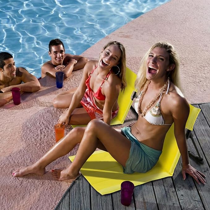 Karenhi 2 Pcs Foldable Poolside Chairs Portable Beach Chair Folding Poolside Chairs for Edge of Pool for Adults Traveling Camping Picnic Lawn Accessories (Green)