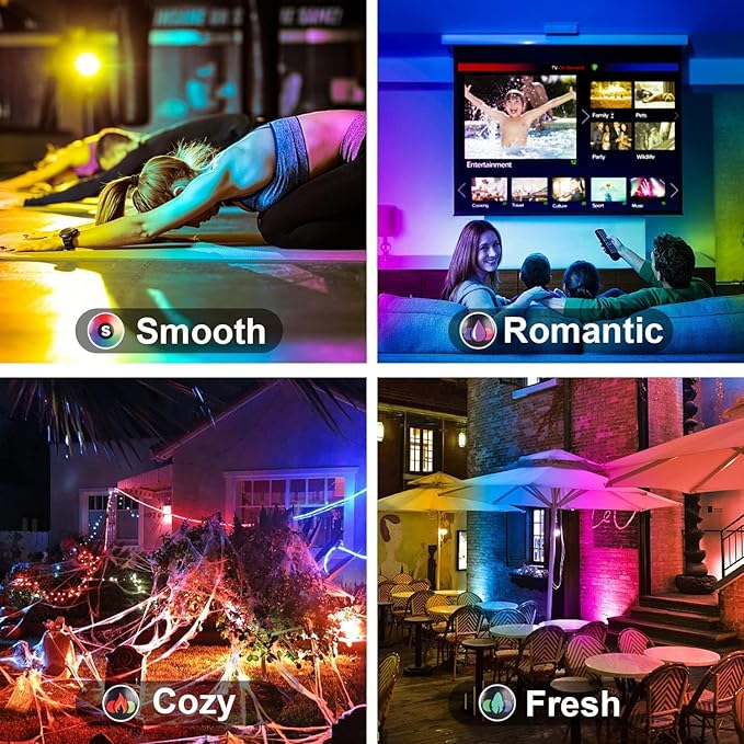 Outdoor LED Flood Light RGB Color Changing 500W Equivalent 2700k WarmWhite 5000LM Spotlight(Remote Control 120 Colors Strobe Dimmable24H Timer US 3-Plug)