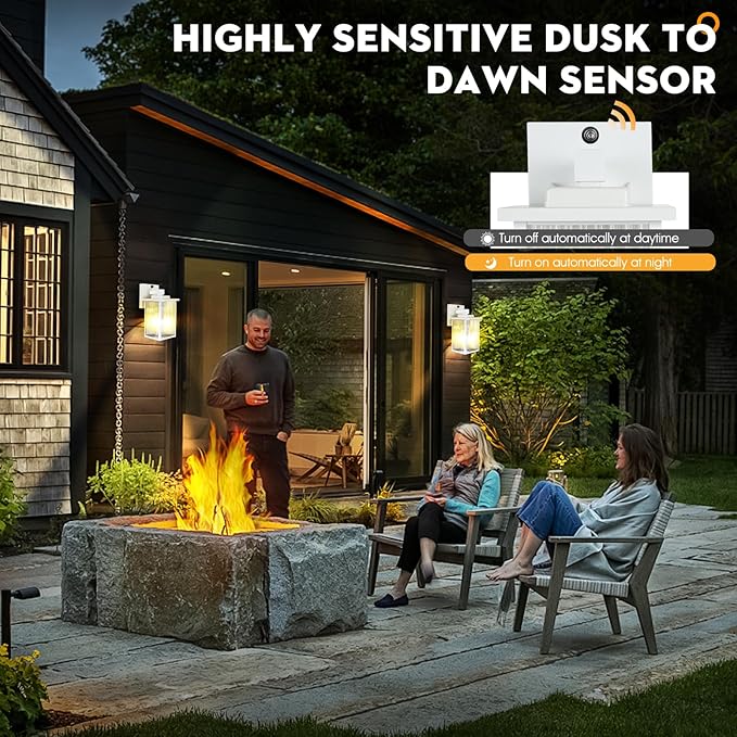 Outdoor Wall Lights for House Exterior Dusk to Dawn Porch Lights Outdoor Waterproof Matte Black Front Door Light Fixture &amp Garage Lighting with Wall Mount Sconce(White)
