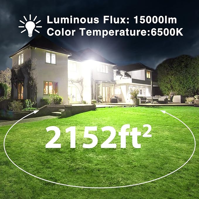 Onforu 150W LED Flood Light Outdoor15000LM Security Lights IP66 Waterproof Outdoor Floodlight 2 Pack 6500K Daylight White LED Exterior Lighting for Basketball Court Stadium Playground