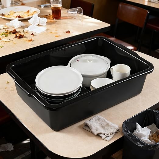 4-Pack 24 L Commercial Bus Box Plastic Utility Bus Tubs Black