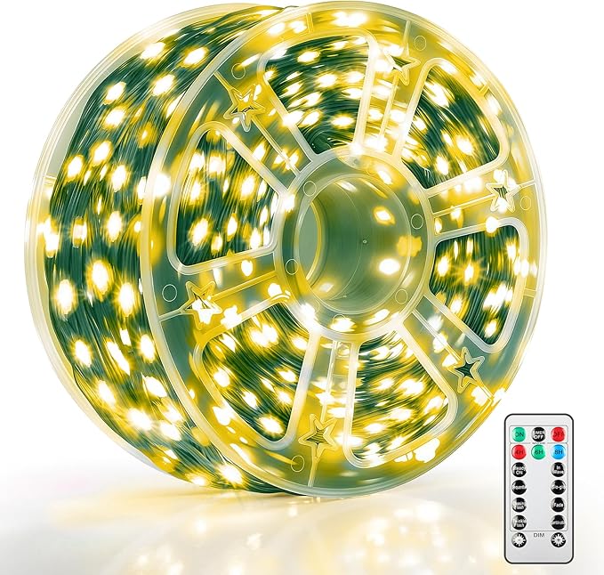 Mlambert 1200 LED Christmas Lights 394FT Outdoor Waterproof Dimmable Fairy Lights with Remote 8 Modes Indoor Lighting for Holiday Décor Warm White