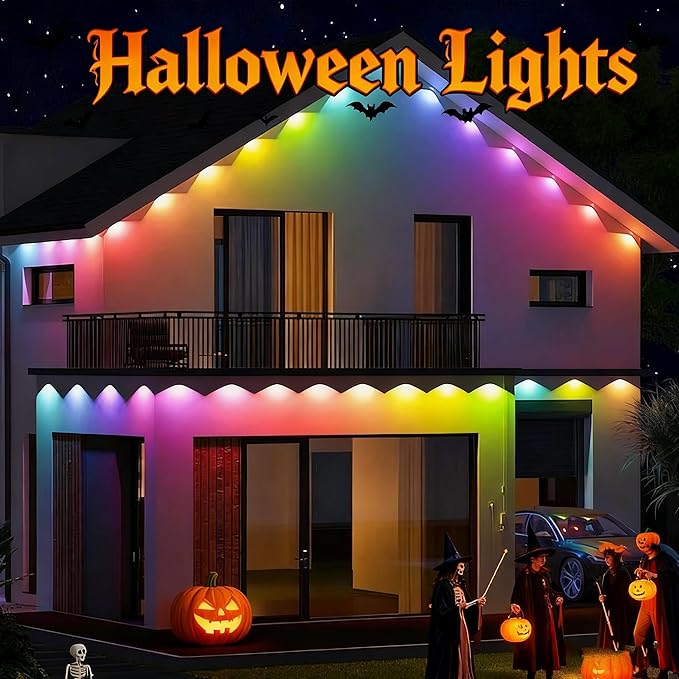 Permanent Outdoor LightsSmart RGB Outdoor Lights with Remote APP Control54ft with 36 LED(5v) IP67 Waterproof Outside Light for House for Holiday Party Daily(unconnectable)