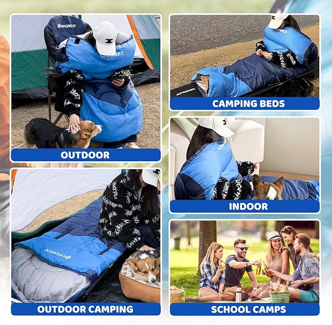 KINGROCK Sleeping Bags for Adults Backpacking Lightweight Waterproof- Cold Weather Sleeping Bag for Adults for Warm Camping Hiking Outdoor Travel with Compression Bags