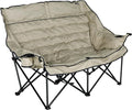 Lippert Big Bear Sand Folding Camping Loveseat with 500-lb. Weight Capacity Durable Mesh Fabrics High-Loft Cushioning Dual Cupholders Storage Pocket Zippered Carrying Bag - 2023053718