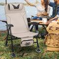 Folding Camping Chair Outdoor Fishing Chair for Adults Outdoor Folding Chair with Storage Bag Backpack Beach Chair with Oxford Cloth Adjustable Oversized Lawn Chair Khaki