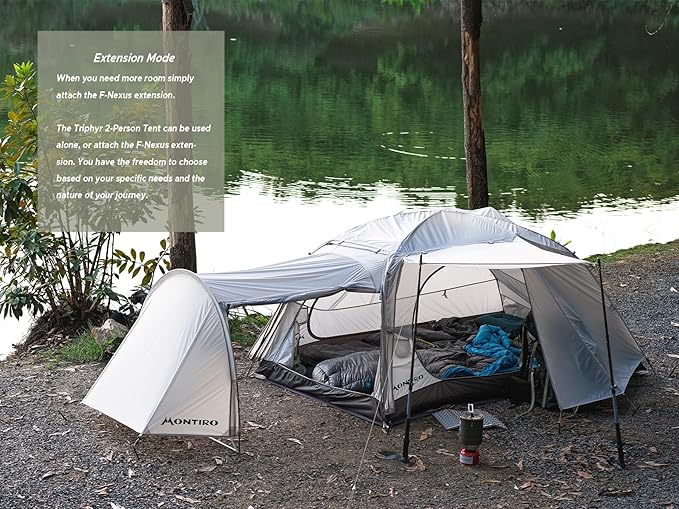 Triphyr Backpacking Tent with F-Nexus Extension 2-Person Combo Attachable Extension Shelter Lightweight 2 Person Tent for Backpacking Camping Hiking &amp Biking