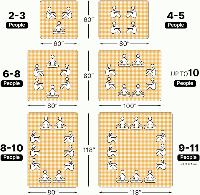TigeJoy Extra Large Picnic Blanket Waterproof Foldable 80''x80'' Outdoor Picnic Mat Beach Blanket Sandproof for Park Grass Travel Hiking Camping Essentials Gingham Picnic Blanket