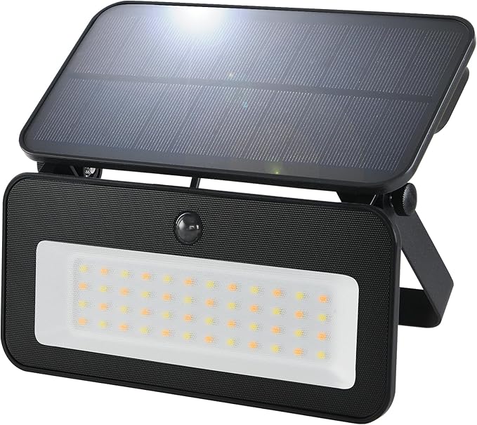 Solar Lights Outdoor Waterproof with Motion Sensor Foldable LED Wall Spotlight Touch Control Adjustable Color Temperature Brightness 1200LM 8W Dusk to Dawn Floodlights for Garage Fence
