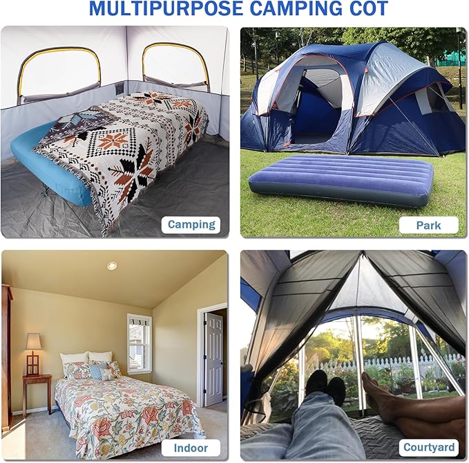 KAMPKEEPER Camping CotCamping Cots for AdultsFolding Camping Cot with Inflatable Air Mattress and Carry Bagfor Outdoor Travel Camp Beach Vacation (not Included The Airpump)