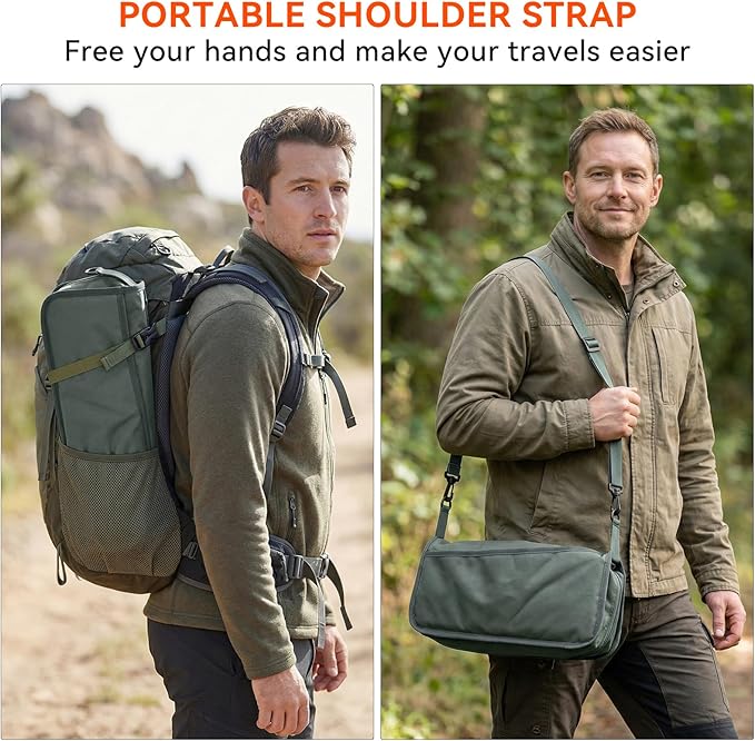 AOUTACC Camping Stool with Shoulder StrapUltralight Collapsible Handbag Style StoolPocket Portable Chair for Camping Travel Fishing Hiking Beach Backpacking Gardening Picnics-XL(Grey)