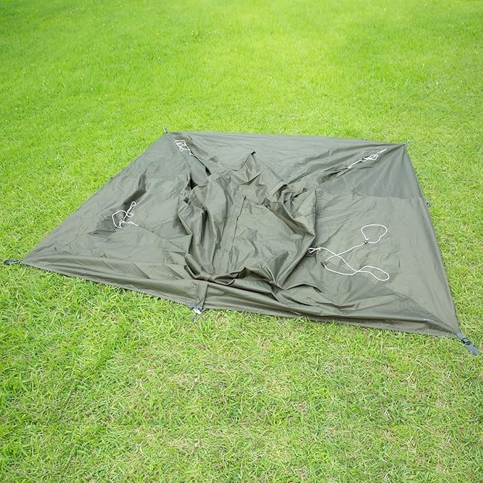 Camping Teepee Tent - Ultralight Backpacking Tent for 1 Person Waterproof With Mosquito Net Included Solo Green