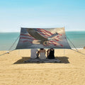 ALAZA Flying Bald Eagle American Flag Beach Tent Sun Shelter UPF50+ Protection Beach Shade Canopy w/ 4 Sandbags for Outdoor Camping Fishing Backyard Fun Picnic 10x9 ft