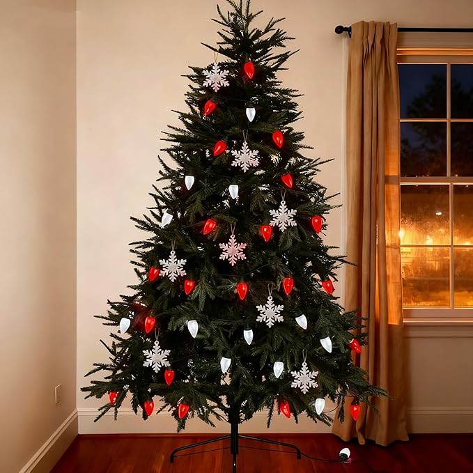 C9 LED Christmas Lights Outdoor33 Feet 50 LED 8 Lighting Modes Waterproof Connectable Christmas String Lights for Outside Roofline Patio Home Xmas Decorations (Red &amp White)