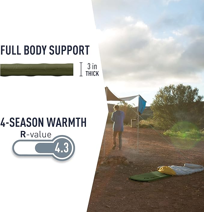 Sea to Summit Camp Plus Self-Inflating Foam Sleeping Mat for Camping Rectangular - Regular (72 x 25 x 3 inches)