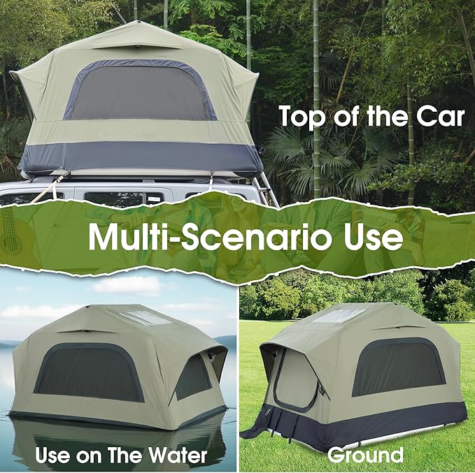 HOMEFUN Inflatable Rooftop Tent for Car Truck 2 Person Roof Tent with Waterproof 300D Fabric Windproof Design for Overlanding and Outdoor AdventureEasy to Set Up