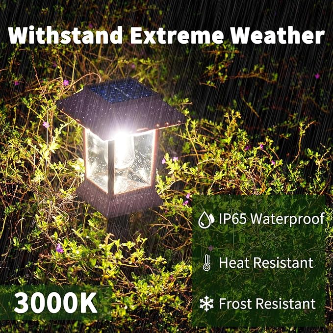 6Pack Solar Pathway Lights Outdoor Waterproof IP65 Brown Solar Lights Outdoor with Hook Upgraded 1000mAH Battery Up to 12Hrs Auto On/Off Garden Decor for Yard Driveway Walkway (Bulb)