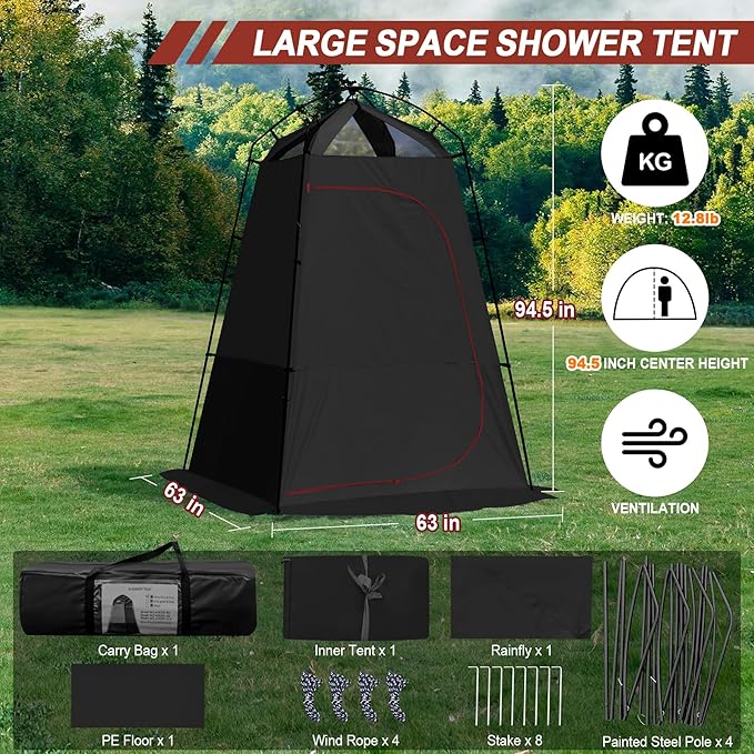 Camping Shower Tent 7.9 FT Extra Tall Oversize Privacy Tent Portable Outdoor Bathroom Toilet Tent with Floor Easy Set Up Privacy Shelter for Dressing Hiking Fishing UPF50+