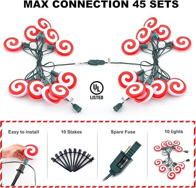 Ultimate Unicorn Christmas Decoration Lollipop Pathway Lights Pathway Lights Decoration Red Peppermint Lights Outdoor with Stakes LED Lollipop Lights for Pathway Yard Sidewalk Garden Rooftop