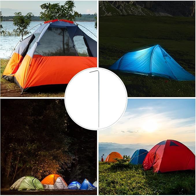Angoily 40pcs Heavy Duty 7-Shaped Tent Stakes Metal Camping Tent Pegs 3.5mm Diameter Ground Anchors for Outdoor Hiking and Garden Shelter