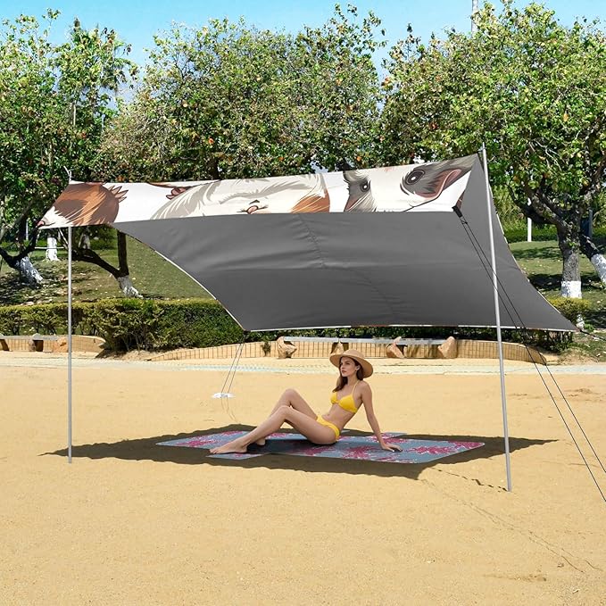 Cute Guinea Pig Camping Sun Shelter Beach Tent Portable Beach Sun Shade Outdoor Canopy for Camping Trips Fishing Picnic