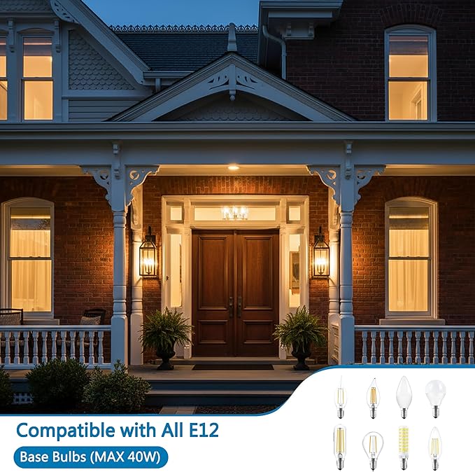 26 Dusk to Dawn Outdoor Wall Light with Sensor - Waterproof Exterior Wall Sconce for Porch Patio Garage Front Door Balcony Entry Modern Hardwired Lantern in Black Metal &amp Glass 3 Light - 2 P