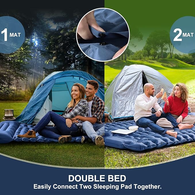 Camping Sleeping Pad | Ultra Lightweight &amp Compact | Ergonomic Camping Mattress for Indoor &amp Outdoor Use | Portable Sleeping Mat with Built-in Foot Pump &amp Pillow for Camping Hiking Trave
