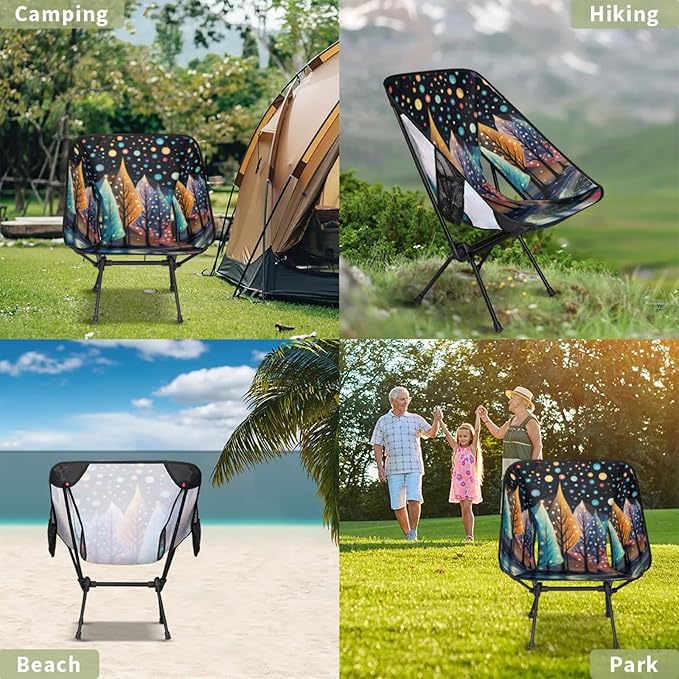 Honeybaby Folding Camping Chair Colorful Trees Camping Chairs Lightweight Portable Chair Outdoor Foldable Chairs for Camping Travel Picnic Beach Hiking