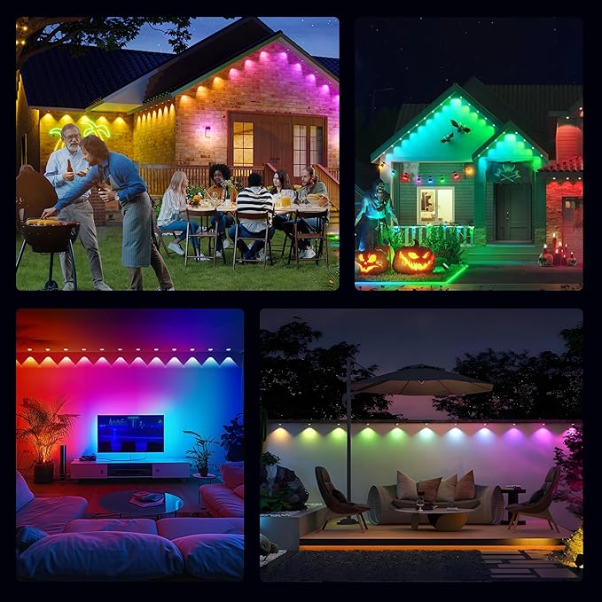 Permanent Outdoor Lights for House 120FT with 72 LED Smart RGB Christmas Outdoor Lights with App/Remote Control Waterproof IP67 Eaves Light DIY Scene Mode for Holiday Garden Decor