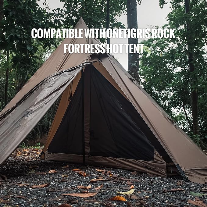 OneTigris Rock Fortress Hot Tent with Stove Jack 4 Season 4-6 Person Tipi for Camping Backpacking Hunting Fishing - Waterproof Wind-Proof