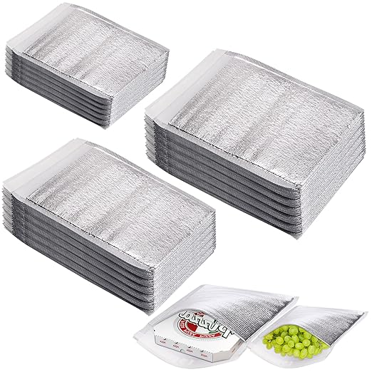 ZEAYEA 30 Pack Reusable Insulation Bags Thermal Box Liners for Cold and Hot Food Insulated Shipping Mailers Envelope Bags Waterproof Insulation Package for Lunch Food Bento Camping Picnic 3 Size