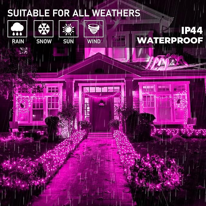 kemooie 500 LED Pink Valentines Day Lights164 FT String Lights Outdoor Plug in Waterproof with 8 Twinkle Modes for Indoor Outdoor Bedroom Yard Wedding Valentines Day Decoration