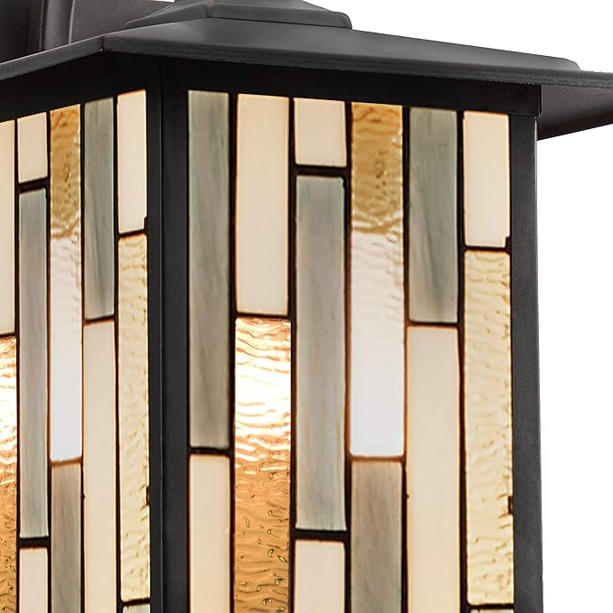 RIVER OF GOODS Stained Glass Outdoor Light Fixture - 11.75 H - Mission Style Porch Light - Tilda