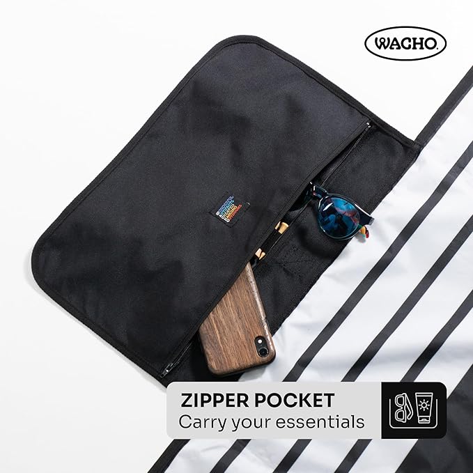 Wacho Waterproof Picnic Blanket – Large Sandproof Outdoor Mat with Carry Bag for Beach Camping Park &amp Travel – Foldable Lightweight Easy to Clean &amp Portable Ground Cover for Families–Black